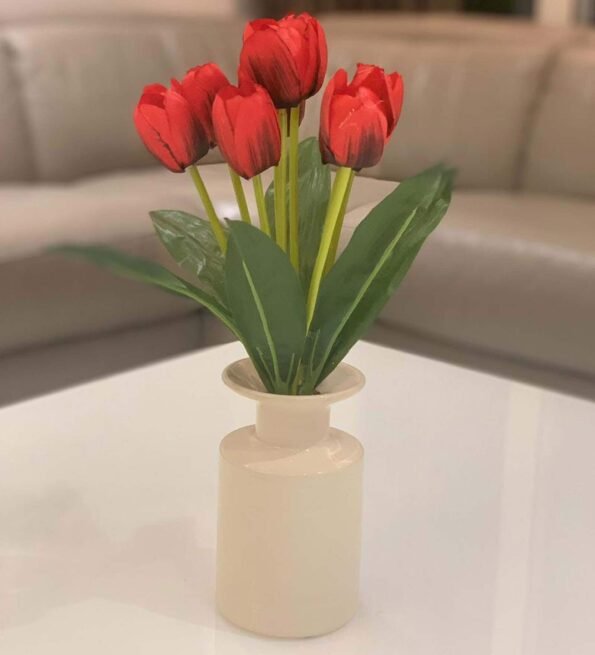 Red Fabric Tulip Bunch Artificial Flowers