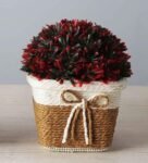 Red Plastic Red Green Leaves Artificial Plant with Pot