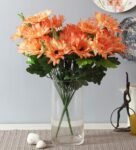 Peach Fabric & Plastic Decorative Garabaraz Artificial Flowers