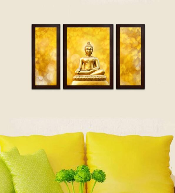 Spritual Buddha MDF Set of 3 Wall Art Print
