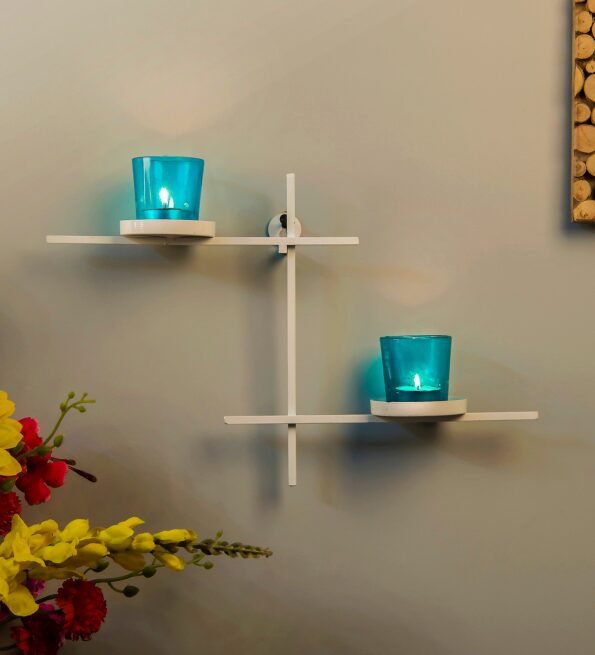 White Metal Blaise Wall Candle Holder