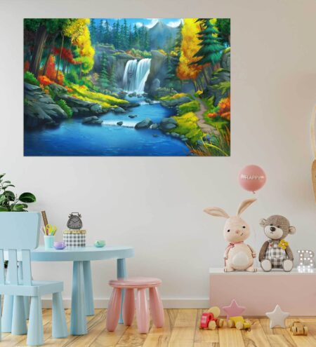 Waterfall Art Self Adhesive Wall Poster for Home Decor(Vinyl 24 x 36 Inch)