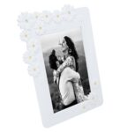 White Acrylic Floral Photo Frame