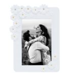 White Acrylic Floral Photo Frame