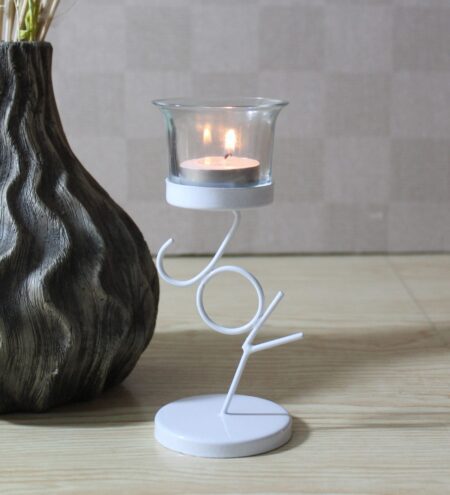 White Iron Centaur Candle Holder