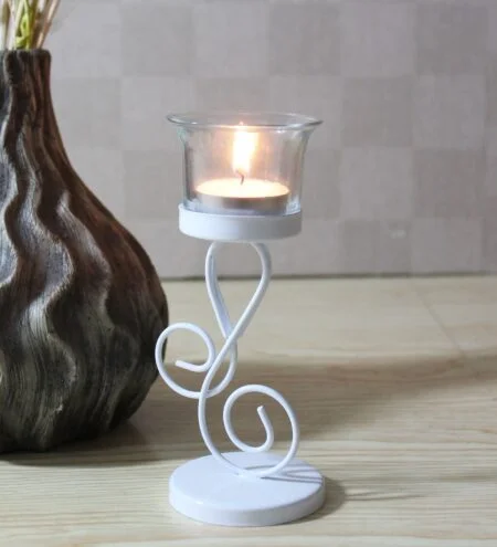 White Iron Bezalel Candle Holder