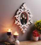 Wooden Wall Mirror In White Photo Frame