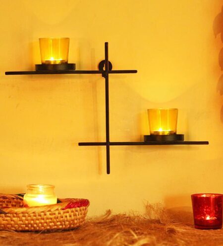 Black Metal Oval Wall Candle Holder