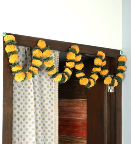 Yellow Plastic Marigold Floral Door Hanging