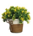 Yellow Plastic Yellow Leaves Artificial Plant with Pot