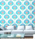 16 Feet Mint Ikat 180 Gsm Wallpaper Roll