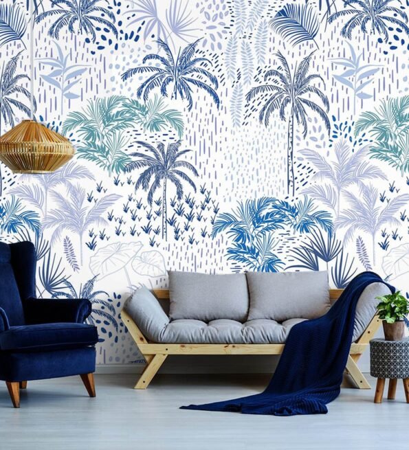 16 Feet Tropical Palm Vector 350 Gsm Wallpaper Roll