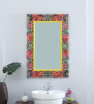 Multicolour Mango Wood Ancient Wall Mirror