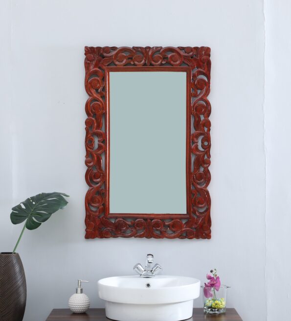 Brown Mango Wood Knight Wall Mirror