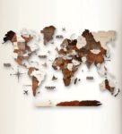 3D World Map Wooden Wall Art- M Size