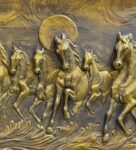 7 Horse Relief Wall Mural In Golden