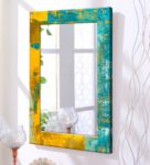 Yellow MDF Artistic Wall Mirror