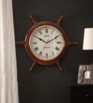 Brown Solid Wood Analog Wall Clock