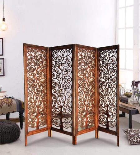 Solid Wood Razos Room Divider In Brown Colour