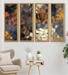 Abstract Multicolour Canvas Framed Abstract Art Panel Set of 4