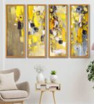 Apollo Multicolour Canvas Framed Abstract Art Panel Set of 4