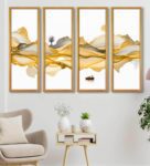 Beautiful Multicolour Canvas Framed Abstract Art Panel Set of 4