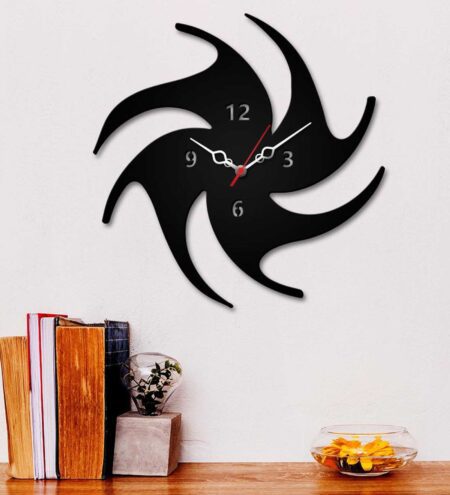 Black MDF Abstract Volleyball Modern Wall Clock