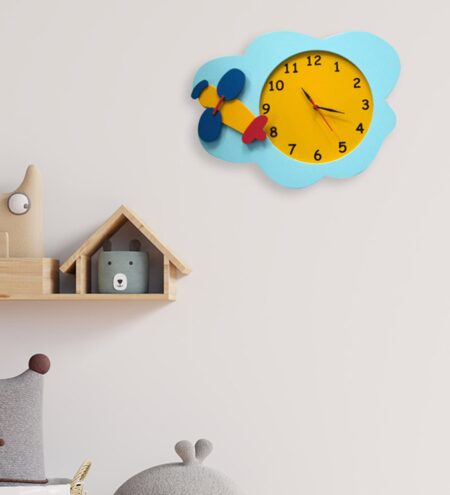 Multicolor wooden Airplane Kids Wall Clock