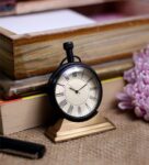 Brown Brass Analog Table Clock