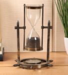 Antique Brass Hanging Sand Timer With Shipwheel Compass