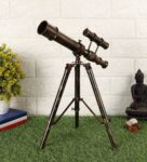 Antique Double Barrel Brass Telescope With Brass Tripod Stand