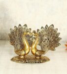 Antique Golden Aluminium Pair Of Peacocks