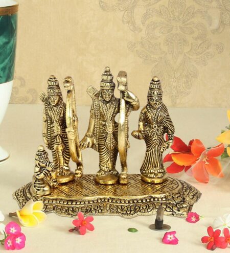 Antique Golden Aluminium Ramdarbar In Metal Antique Gold Plated Idol