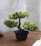 Artificial 3 Head Bonsai Tree with Purple Flowers with Pot