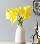 Artificial Synthetic Mini Calllily Flower (32 cm Tall Set of 12 Yellow)