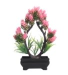 Artificial U Shaped Bonsai Tree with Pink Buds and Pot