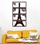 Beautiful Eiffel Tower Color Design In Brown Wooden Wall Hangings