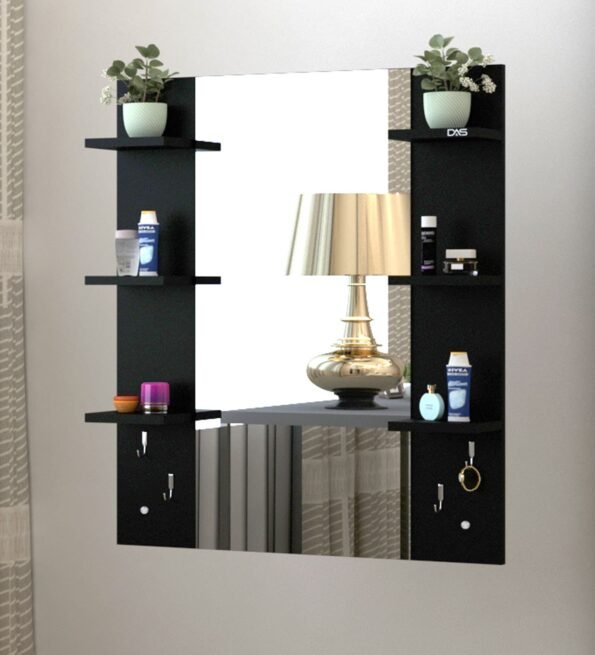 Black Wood Brilliant Wall Mirror