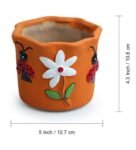 Bees & Buds Handmade & Hand Painted Planter Pot In Terracotta (Set Of 2 5 Inches)
