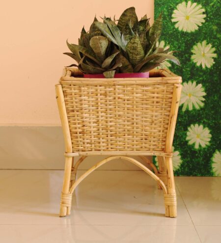 Beige Assam Cane Square Planter Stand