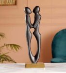 Black Couple Statue Aluminium Table Accent