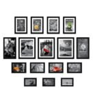Black Engineered Wood Collage Photo Frames Set of 16