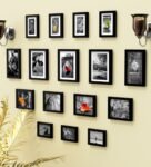 Black Engineered Wood Collage Photo Frames Set of 16