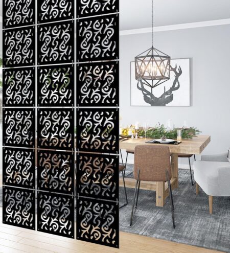 Black Engineered Wood Set of 12 Blocks Hanging Screen & Dividers