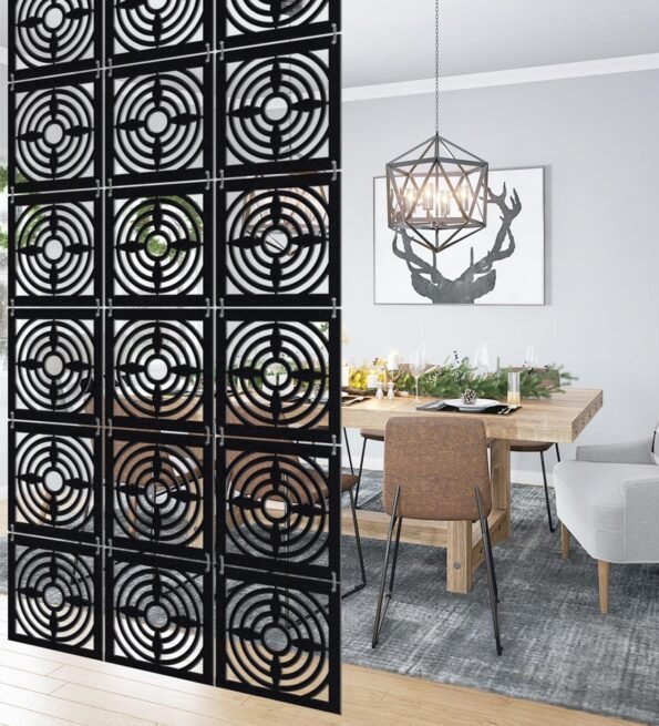 Black Engineered Wood Set of 12 Hanging Room Divider