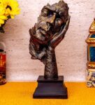 Black Gold-Toned Human Face Polyresin Figurine