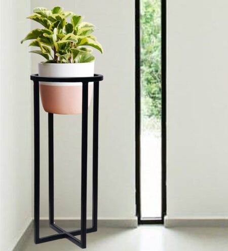 Black Iron X Shaped Planter Stand