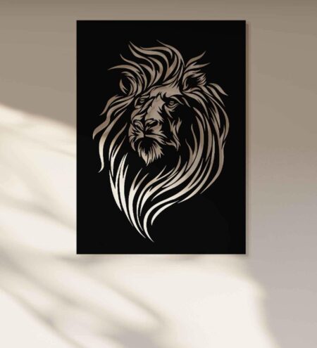 Black Mild Steel Lion Without LED