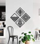 Black Steel Modern 4 Elements Square Shape Wall Art