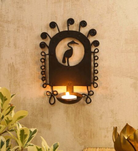 Black Metal Wall Tea Light Holder